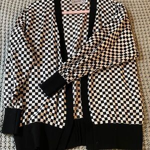 100% Silk Vintage Checkered Cardigan